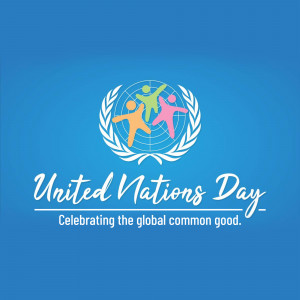 United Nations Day logo with people around the globe