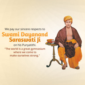 Portrait of Swami Dayanand Saraswati Ji with a quote
