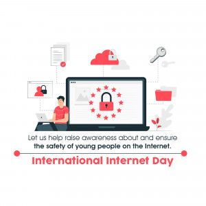 Illustration depicting online safety and data protection with a person using a laptop.
