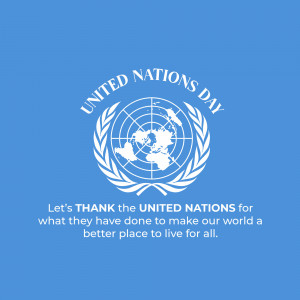 United Nations Day logo with globe and olive branches