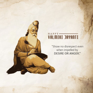 Portrait of Valmiki, the author of Ramayana, with a quote.