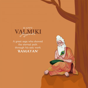 Illustration of Valmiki, the author of Ramayana, celebrating Valmiki Jayanti