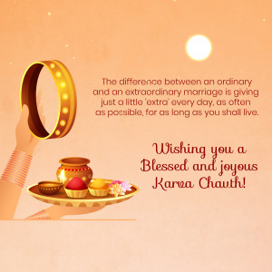 Karwa Chauth celebration with traditional items and a heartfelt wish