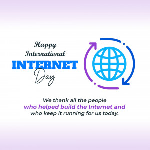 International Internet Day graphic with a globe and arrows
