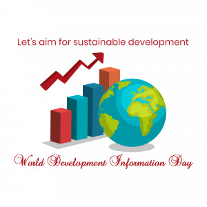 Illustration depicting growth and a globe for World Development Information Day