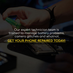 Technician repairing a smartphone battery