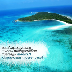 Aerial view of a lush green island surrounded by turquoise waters.