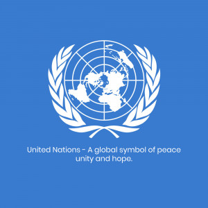 United Nations emblem with a world map and olive branches