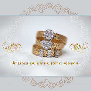 Close-up of a gold ring set with diamond embellishments