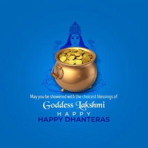 Image depicting a pot of gold coins with Goddess Lakshmi for Dhanteras