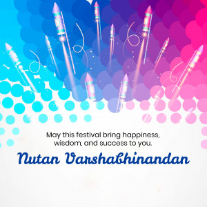 Festive image with rockets and text wishing a Happy New Year.