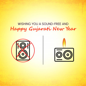 Gujarati New Year greeting with a sound-free theme