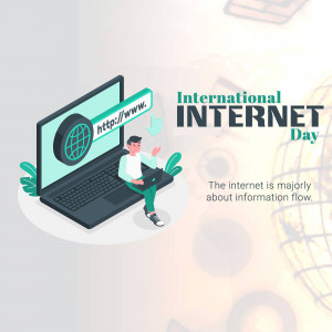 Illustration depicting a person using a laptop with a globe on the screen, celebrating International Internet Day.