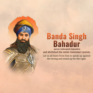 Portrait of Banda Singh Bahadur, a Sikh warrior and leader.