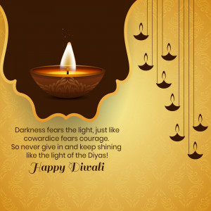Diwali diya with inspirational quote