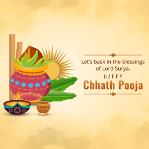Chhath Puja festival greeting with traditional elements