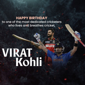 Virat Kohli birthday celebration image with cricket theme