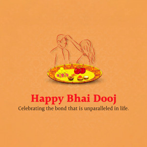 Illustration of a brother and sister celebrating Bhai Dooj with a thali.