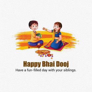 Illustration of a brother and sister celebrating Bhai Dooj