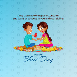 Illustration of a brother and sister celebrating Bhai Dooj