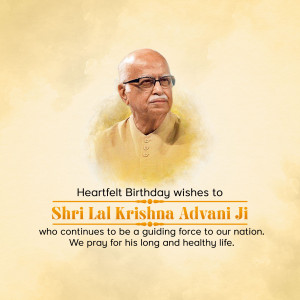 Portrait of Shri Lal Krishna Advani with birthday greetings