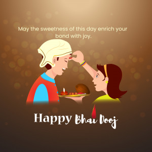 Illustration of a brother receiving tilak from his sister on Bhai Dooj