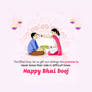 A sister performing a traditional ritual on her brother's forehead during Bhai Dooj.