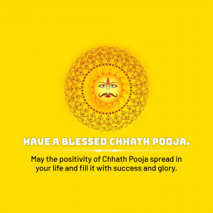 Chhath Puja greeting with Sun God image and festive message