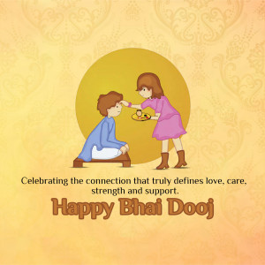 Illustration of a brother and sister celebrating Bhai Dooj