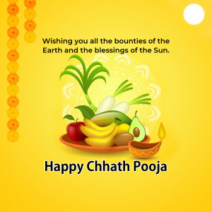 Chhath Puja offering with fruits and traditional decorations