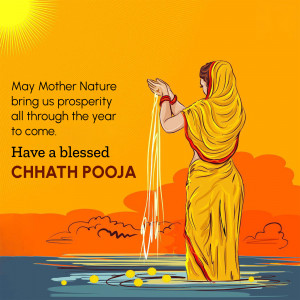 A woman offering prayers to the sun during Chhath Puja