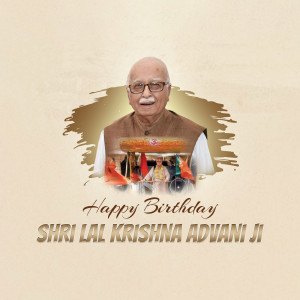 Portrait of Shri Lal Krishna Advani with birthday greetings