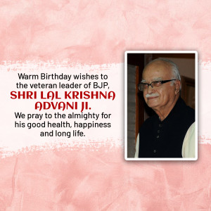 Portrait of Shri Lal Krishna Advani Ji with birthday greetings