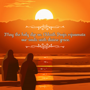 People offering prayers during Chhath Puja at sunset