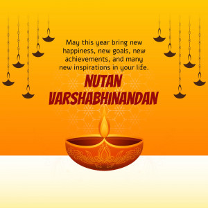 Diwali themed New Year greeting with oil lamp and decorative elements.