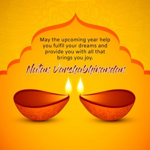 Nutan Varshabhinandan greeting with lit diyas