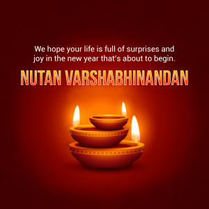 Nutan Varshabhinandan greeting with lit diyas