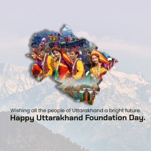 Uttarakhand Foundation Day celebration with map and people