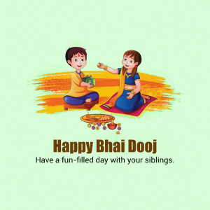 Illustration of a brother and sister celebrating Bhai Dooj