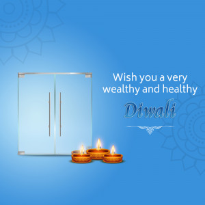 Refrigerator with Diwali decorations and festive greetings