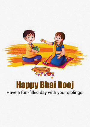 Illustration of a brother and sister celebrating Bhai Dooj