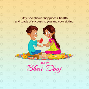 Illustration of a brother and sister celebrating Bhai Dooj