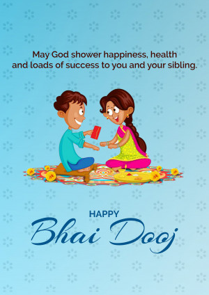 Illustration of a brother and sister celebrating Bhai Dooj