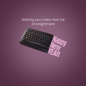 Keyboard with 'Happy New Year' text for a New Year greeting