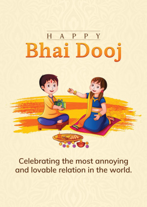 Illustration of a brother and sister celebrating Bhai Dooj