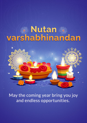 Diwali themed New Year greeting with candles and floral decorations
