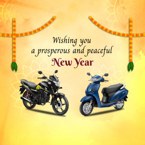 New Year greeting with motorcycles