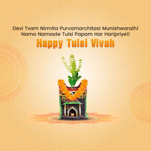 Image depicting Tulsi Vivah celebration with a decorated Tulsi plant.