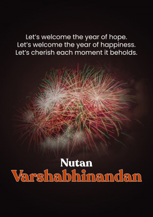 New Year fireworks with text 'Nutan Varshabinandan'