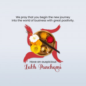 Labh Panchami celebration with traditional pooja thali